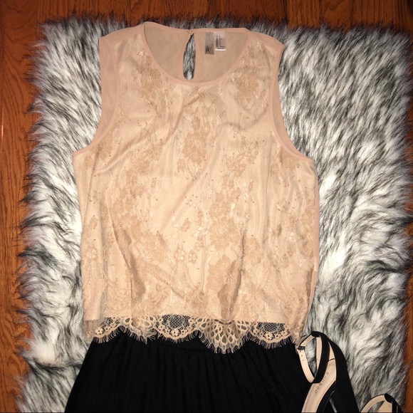 NWOT XXI nude lace tank top - Picture 2 of 4